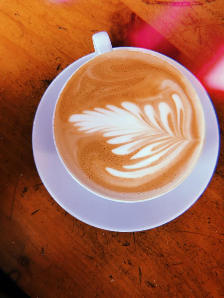 A latte on a table