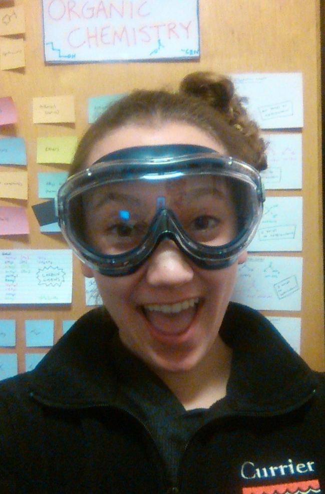 student wearing goggles