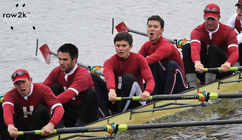 Harvard men's rowing team racing in Boston