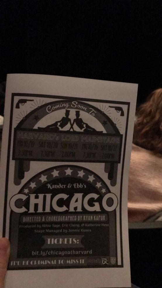 Pamphlet for the musical "Chicago"