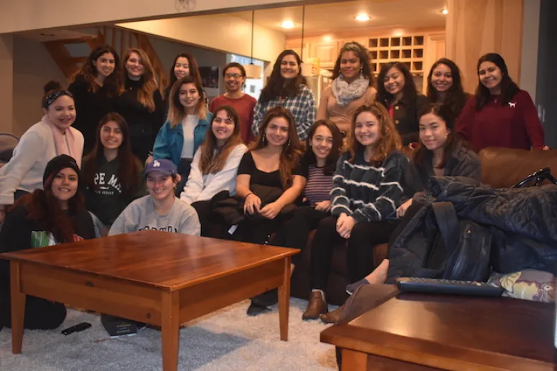 Photograph of author with members of the Latinas Unidas’ board on retreat