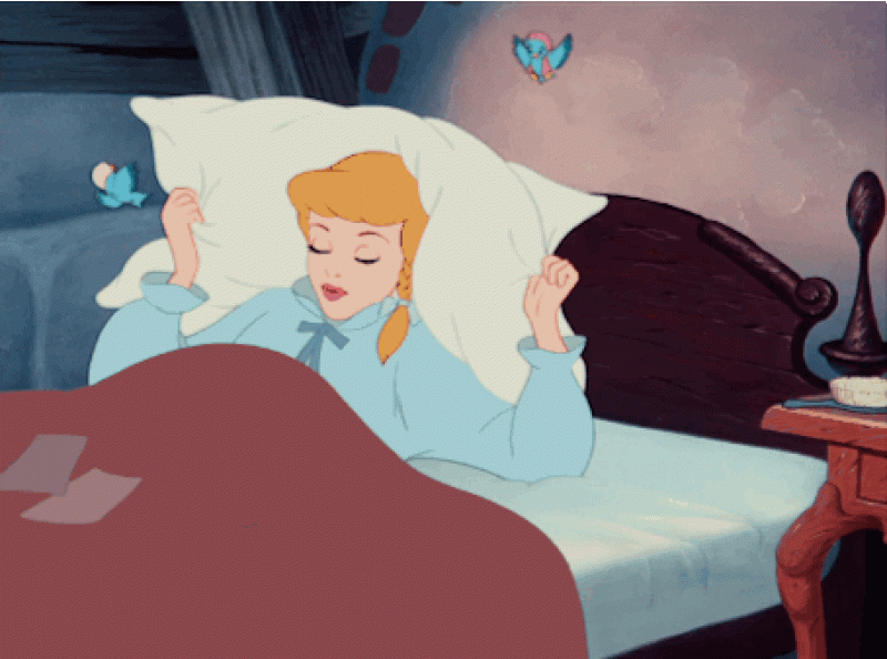A screenshot of Cinderella lying in bed