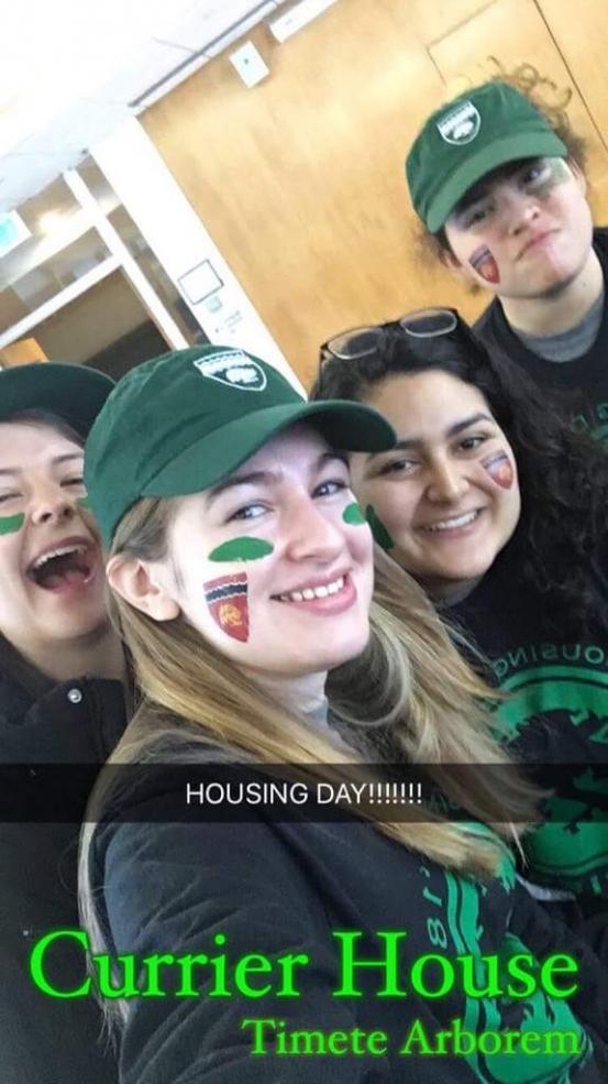students posing before Housing Day festivities. 