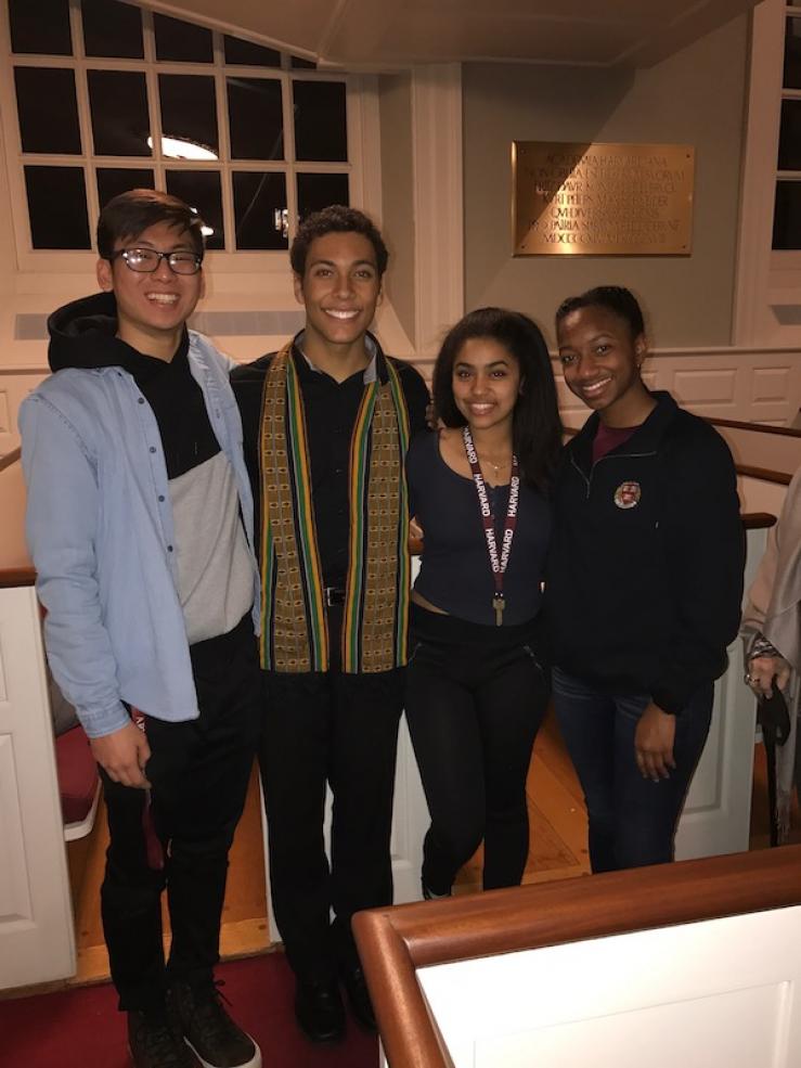 four students in Kuumba singers group at Harvard