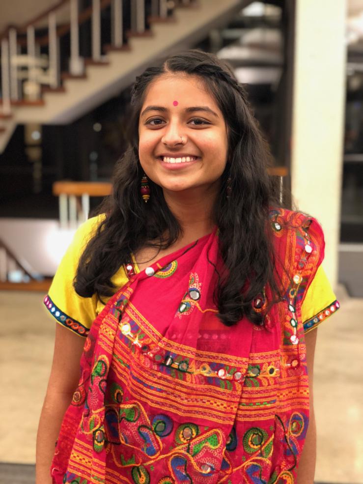 Author wearing a raas dance costume