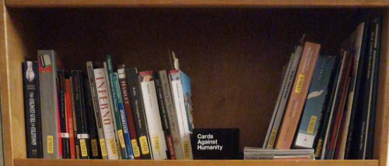 Photograph of author's bookshelf