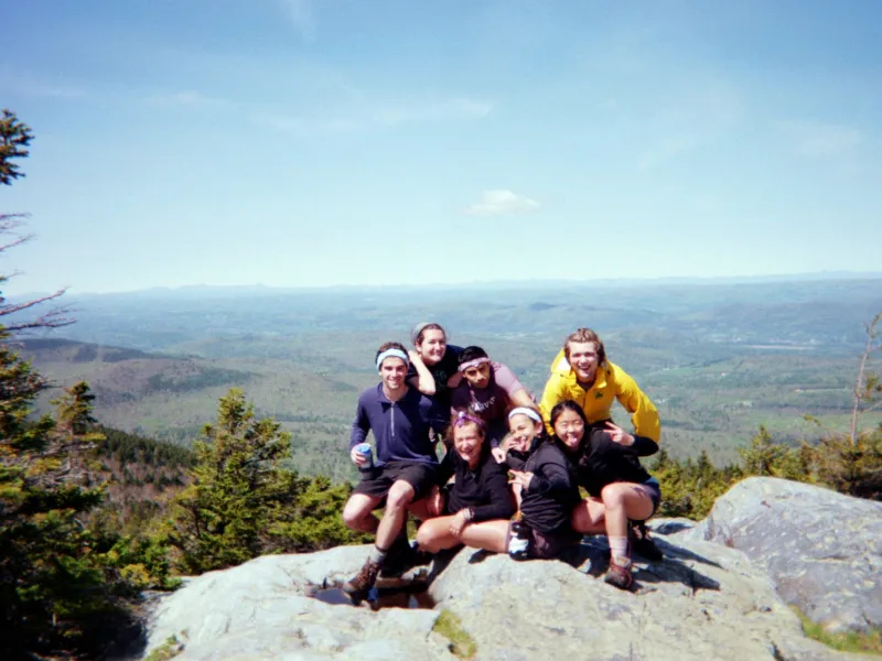 Some members of a hiking group on a mountain