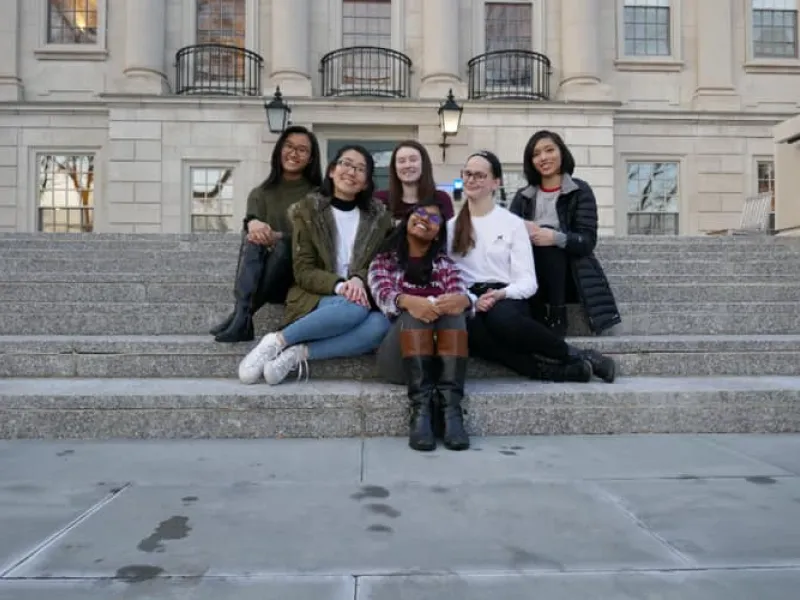 My blockmates and I on the steps of Winthrop House