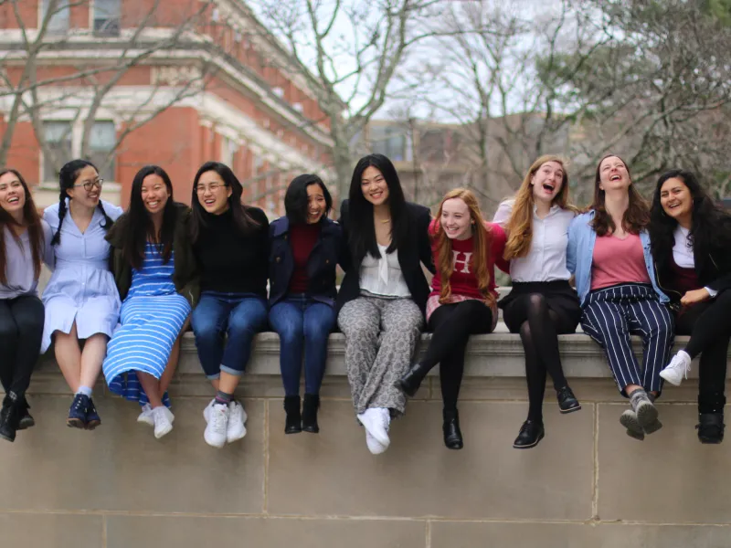 Maria posing with her block mates before they had to move out. 