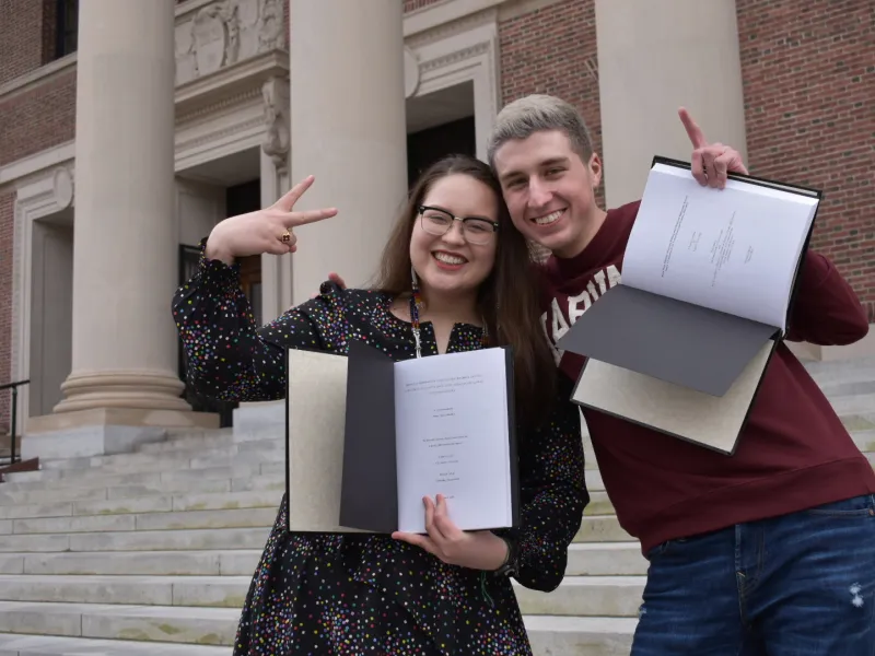 My friend and I with our theses!