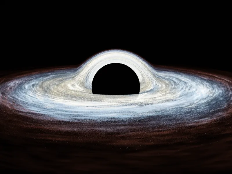 Cosmic black hole with debris flying around