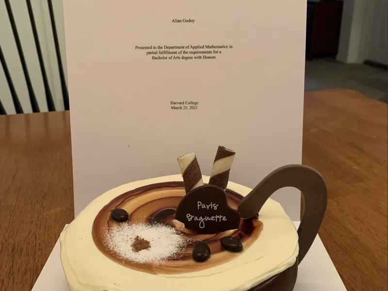 Cake from Paris Baguette in front of  my Thesis Title Page