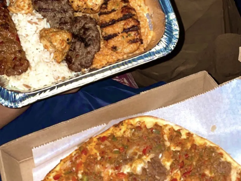 Lahmacun and combo chicken platter from Turkish Lazuri Cafe