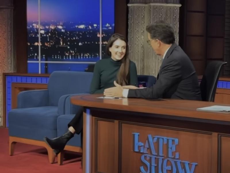 Carly Hillman '15 with Stephen Colbert