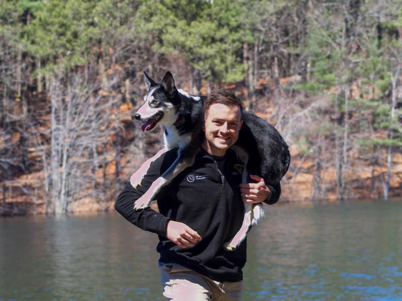 Hudson and his husky-collie rescue Jake 