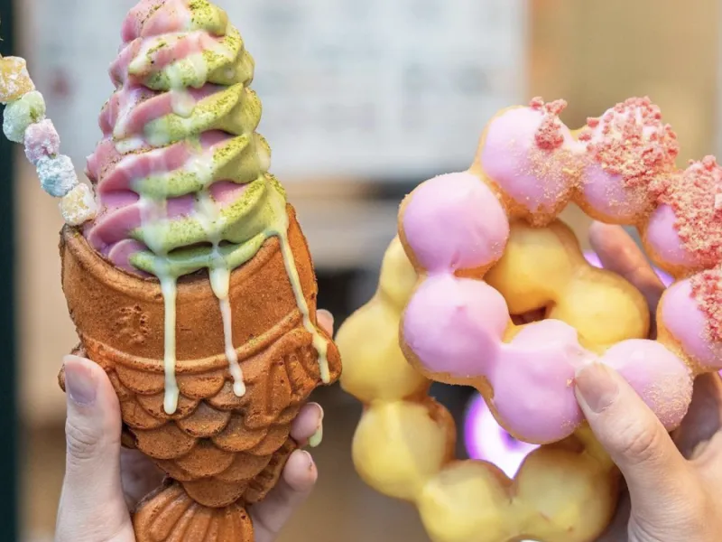Mochi Donut from the Dough Club and Soft Serve from Taiyaki NYC