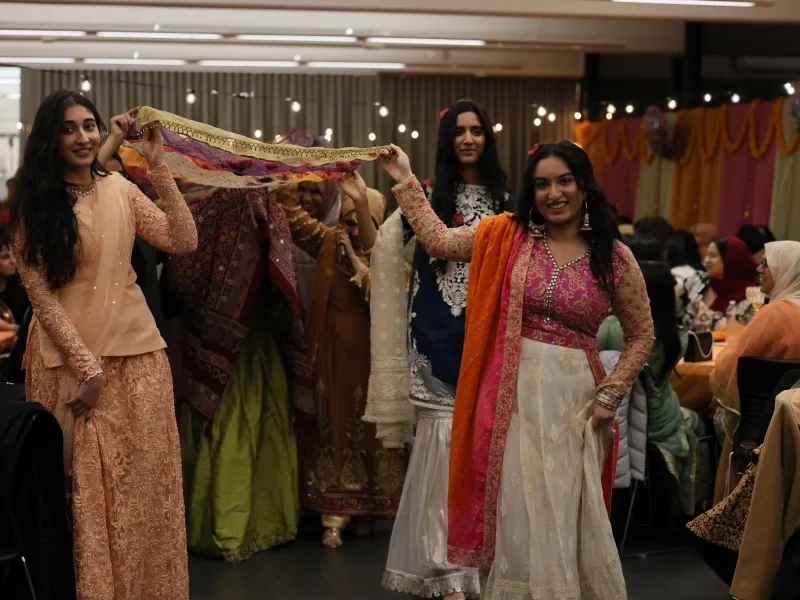 Hana Rehman leading the bride at Mock Mehndi. 