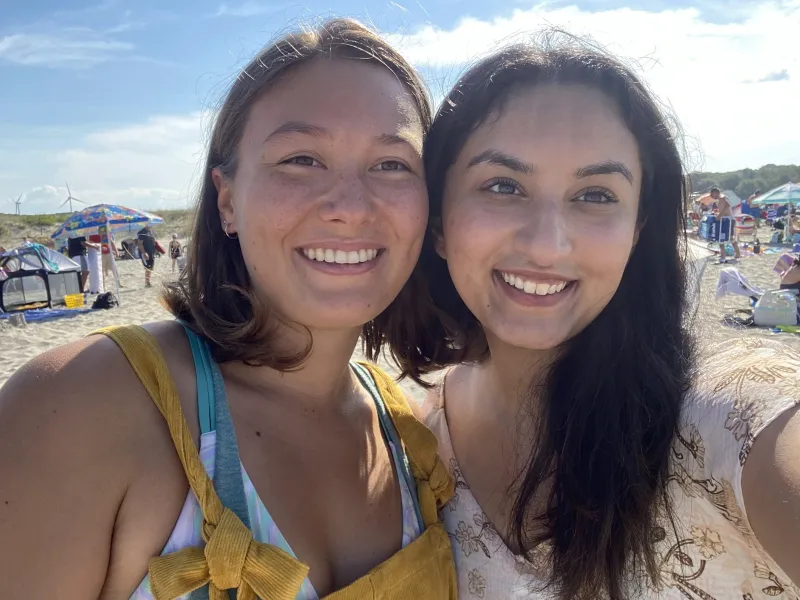 Hana Rehman and her roommate at the beach. 