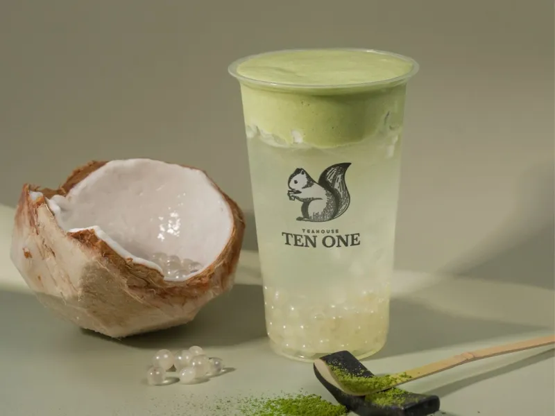 Coconut Matcha Foam drink from Ten One Tea House