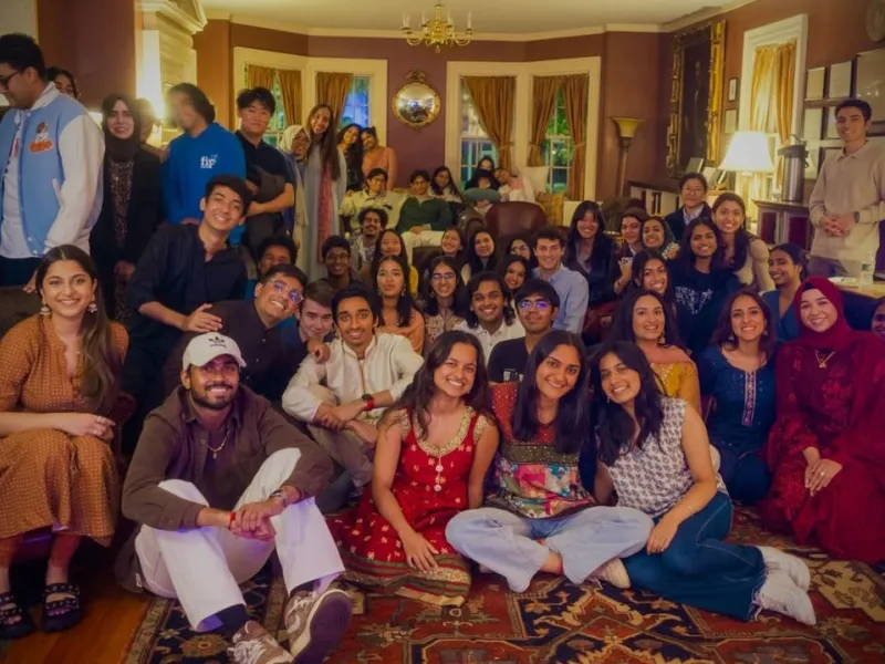 Students gathered to watch the Sur Sagar perfromances