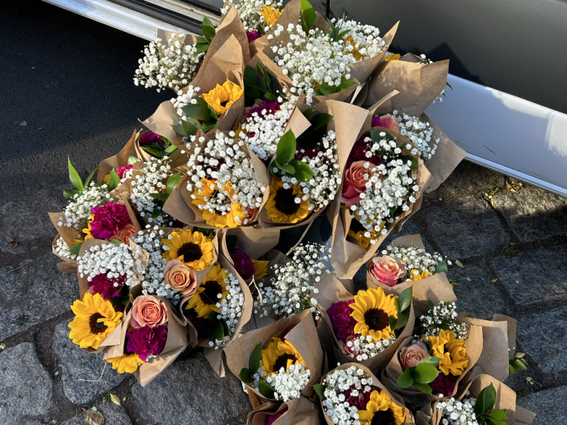 Various colorful flower bouquets which were given to first-gen/low-income student on the kick of of FGLI Visibility Week. 