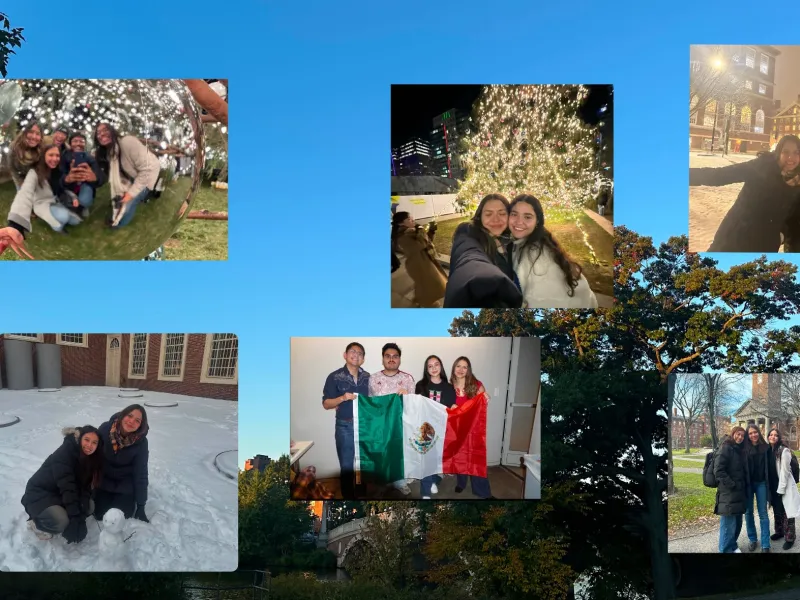 A collage with pictures of Ana's friends. 