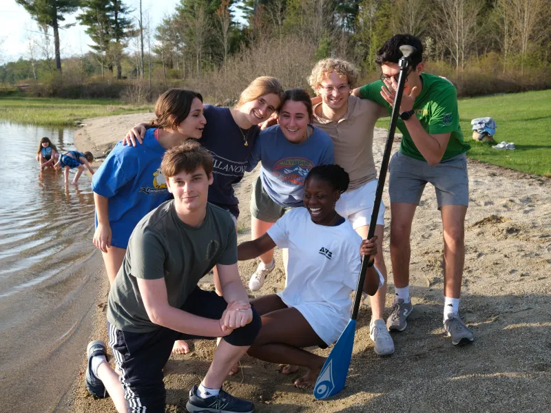 Friends I made from my entryway and I posing for a picture before we go kayaking.
