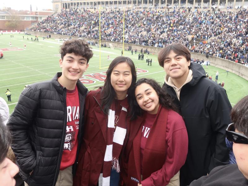 Aileen with her friend at a Harvard Yale Game