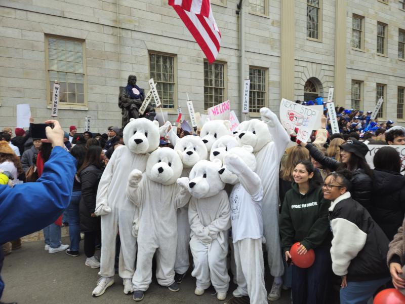 A group of students dressed up as polar bears during Housing Day.