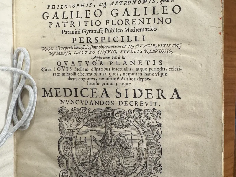 A photo of a book by Galileo in Houghton Library