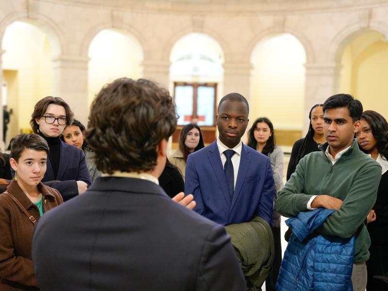 Students being briefed by Peter DeYoe.