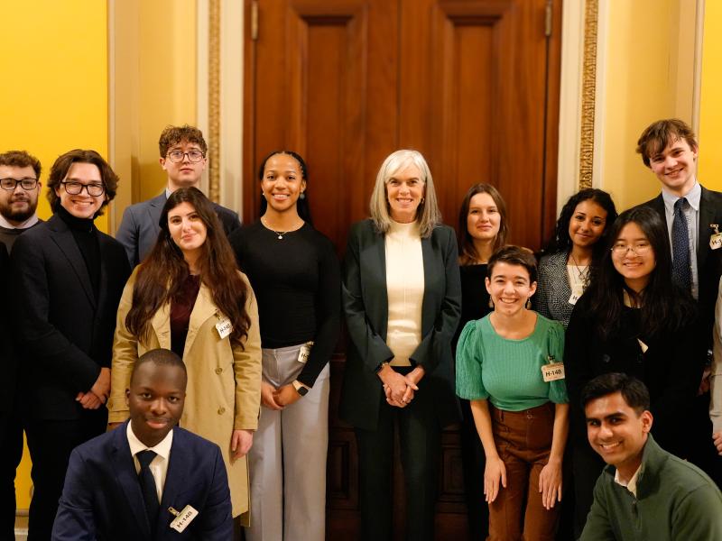 The student cohort with Representative Katherine Clark. 
