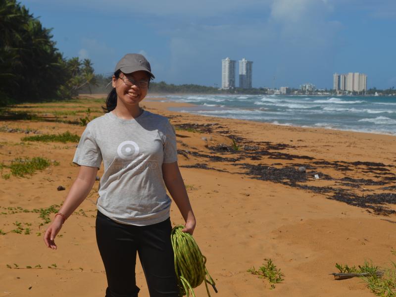 Athena Siow ‘29 on the beach.