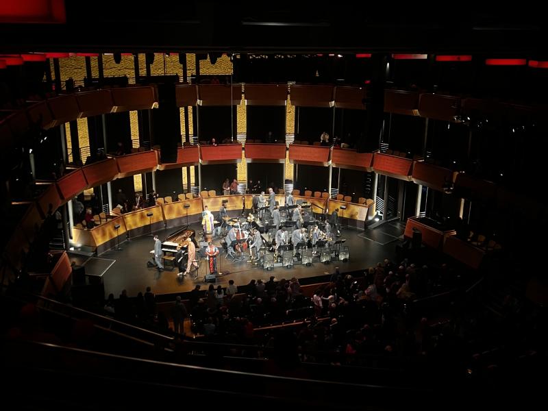 View of The Jazz at Lincoln Center Orchestra from the upper balcony.