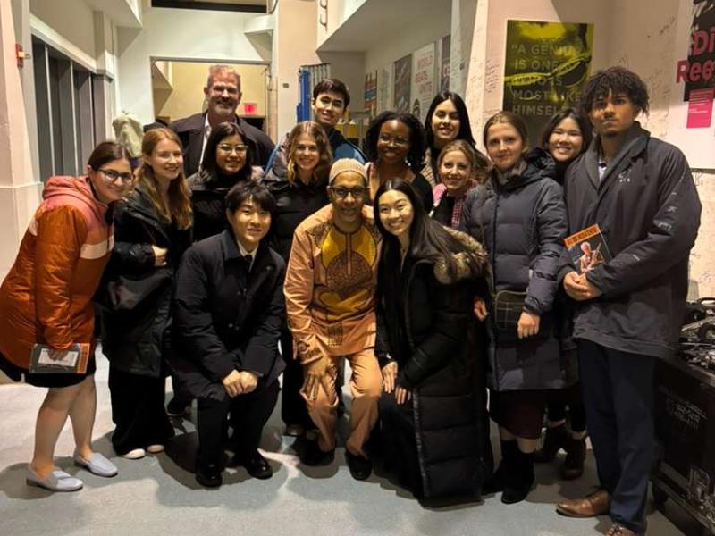 The students with Danilo Pérez after his performance at Jazz at Lincoln Center.