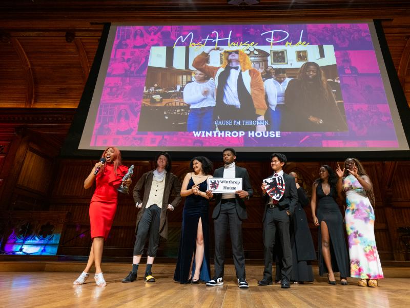 Winthrop House accepting the award for Most House Pride.