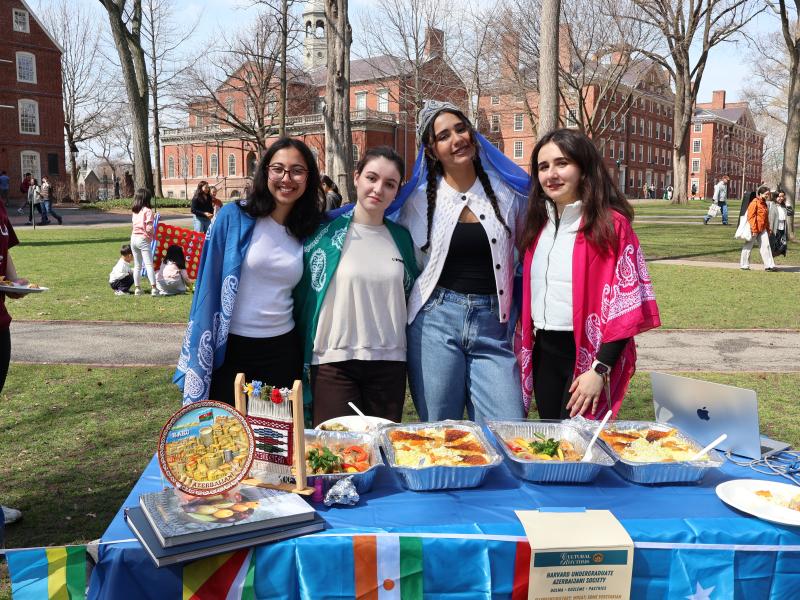 A group of students from the Harvard Undergraduate Azerbaijani Society tabling at the Cultural Rhythms Food Festival.