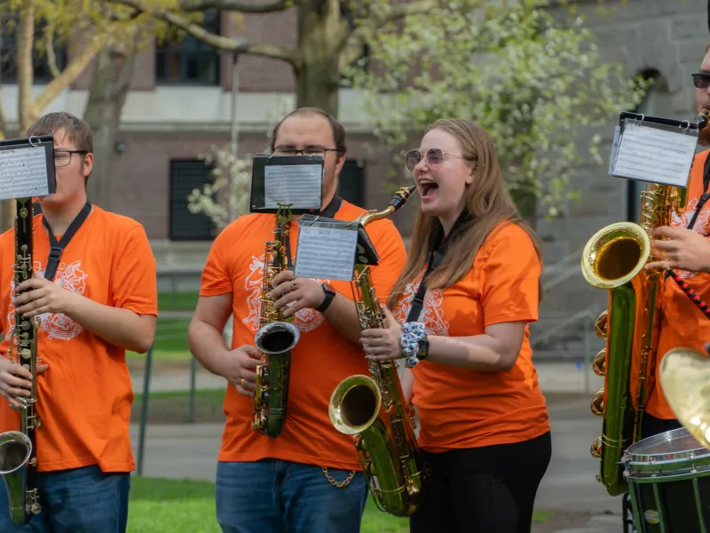 The Harvard University Band in Harvard Yard. 