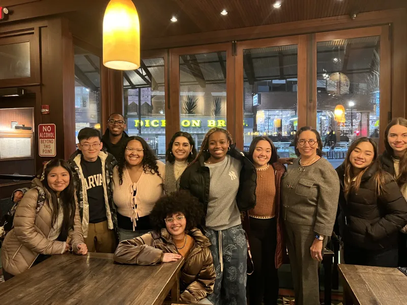 A group of students and their professor at Felipe's. 