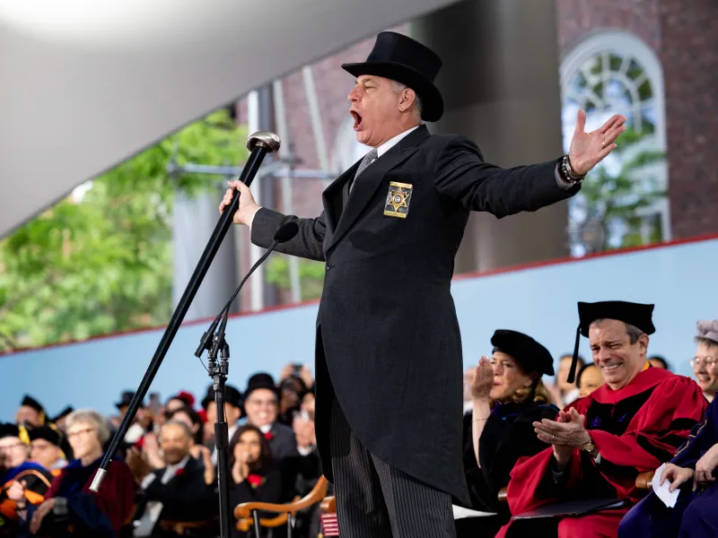 The Commencement Caller, Peter J. Koutoujian, calling the Commencement meeting to order.