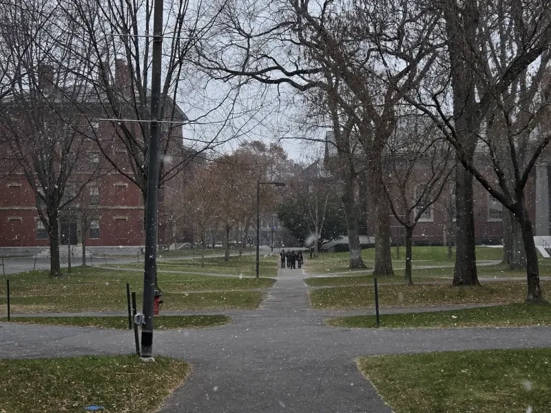 Tercentenary Theatre with snowfall