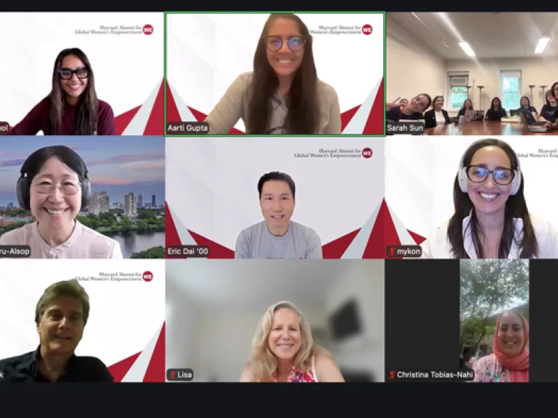 A Zoom screenshot of the virtual participants on the Global Women's Empowerment team.