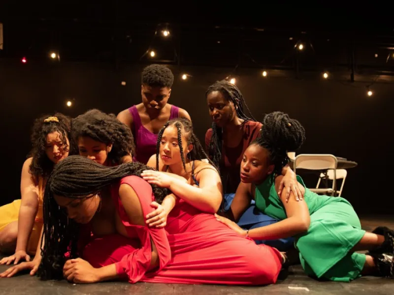 Student actors on stage
