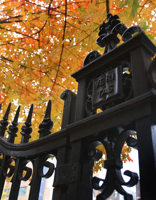 Gates of Harvard Yard in autumn