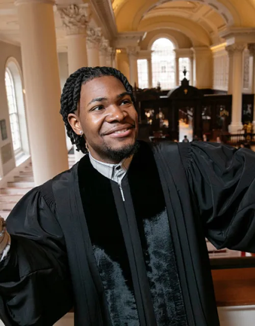 Aric Flemming during Morning Prayers and readings during Sunday services.