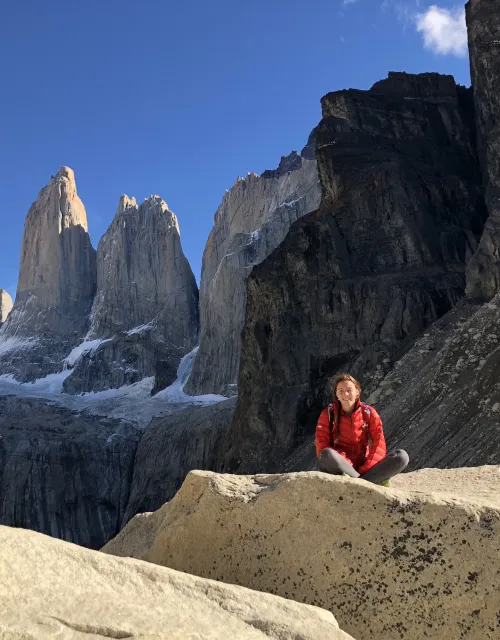 A student hiking in Chile