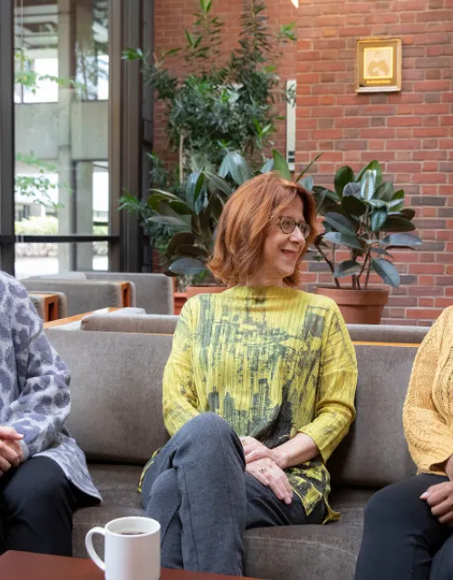 Barbara Lewis, Catherine Shapiro, and Sindhu Revuluri sit and discuss the benefits of the new Academic Resource Center.