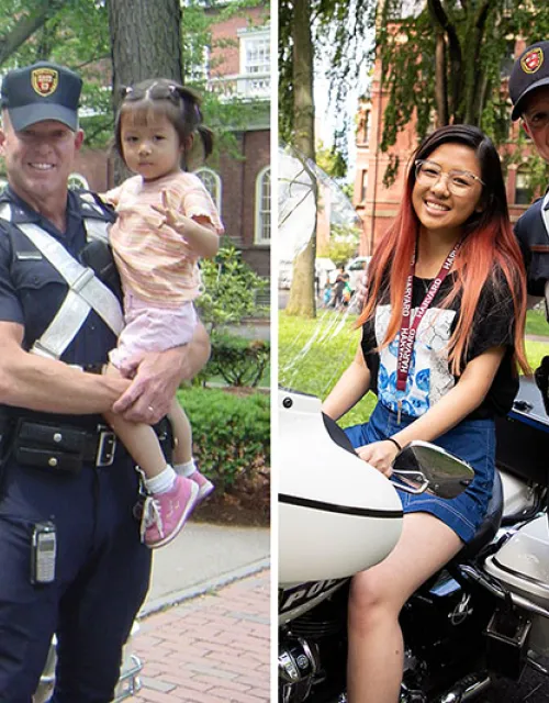 Charles Marren holds a 3-year-old Crystal Wang in 2004. Wang reunited with Marren upon her return to Harvard as a member of the Class of ’23.