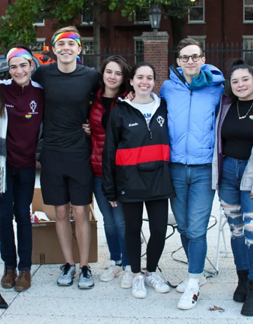 A group of students celebrating "Pride Inside Out"