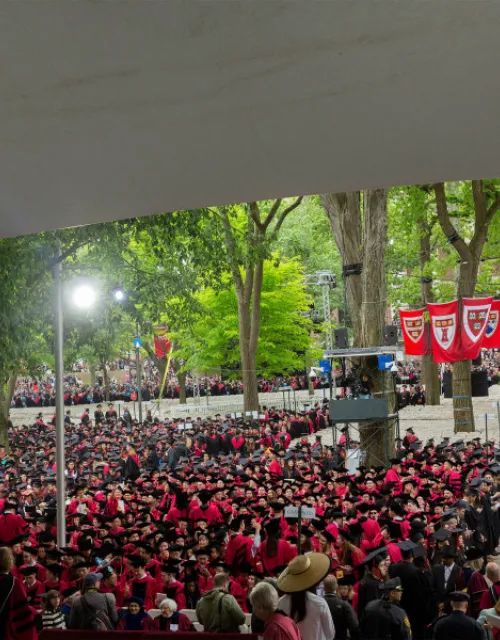 Harvard graduates gathered in the Tercentenary Theatre for the Commencement ceremony.